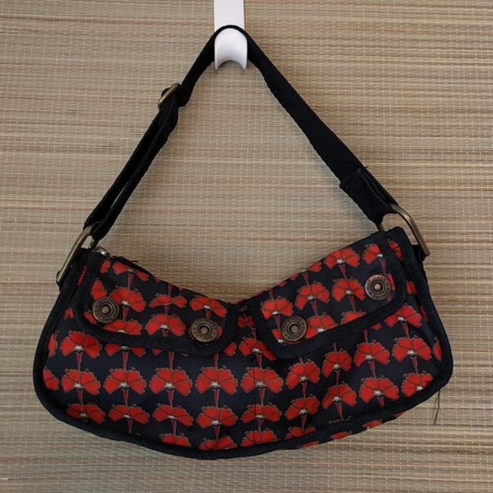 Gap poppy flower floral print small hobo bag red ginko oriental purse handbag